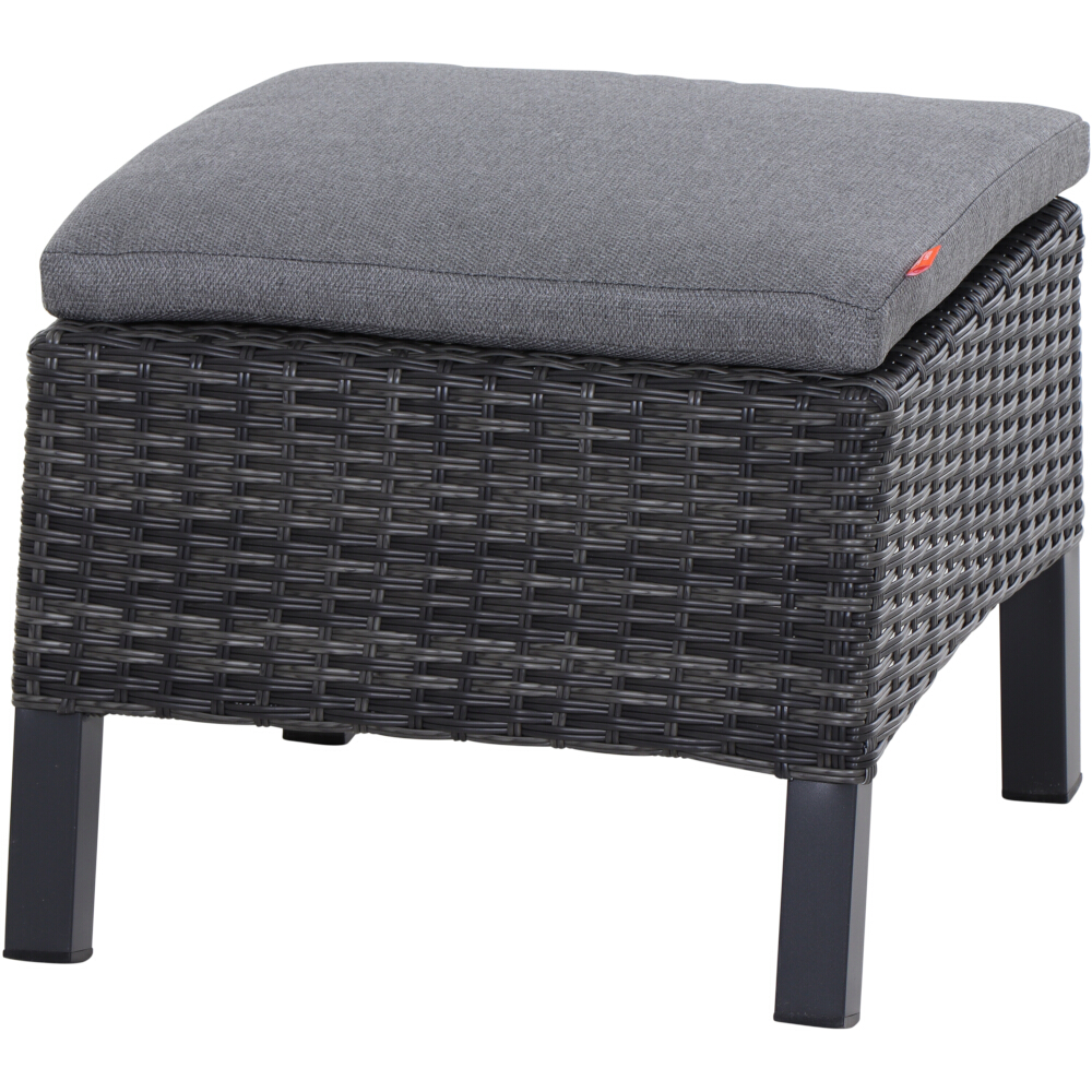 Gautzsch Hocker TARANTO mit Gestell Aluminium anthrazit matt/Gardino-Geflecht grau, Gartenhocker, Polyrattan, Kissen, Sitzgelegenheit, Gartenmöbel