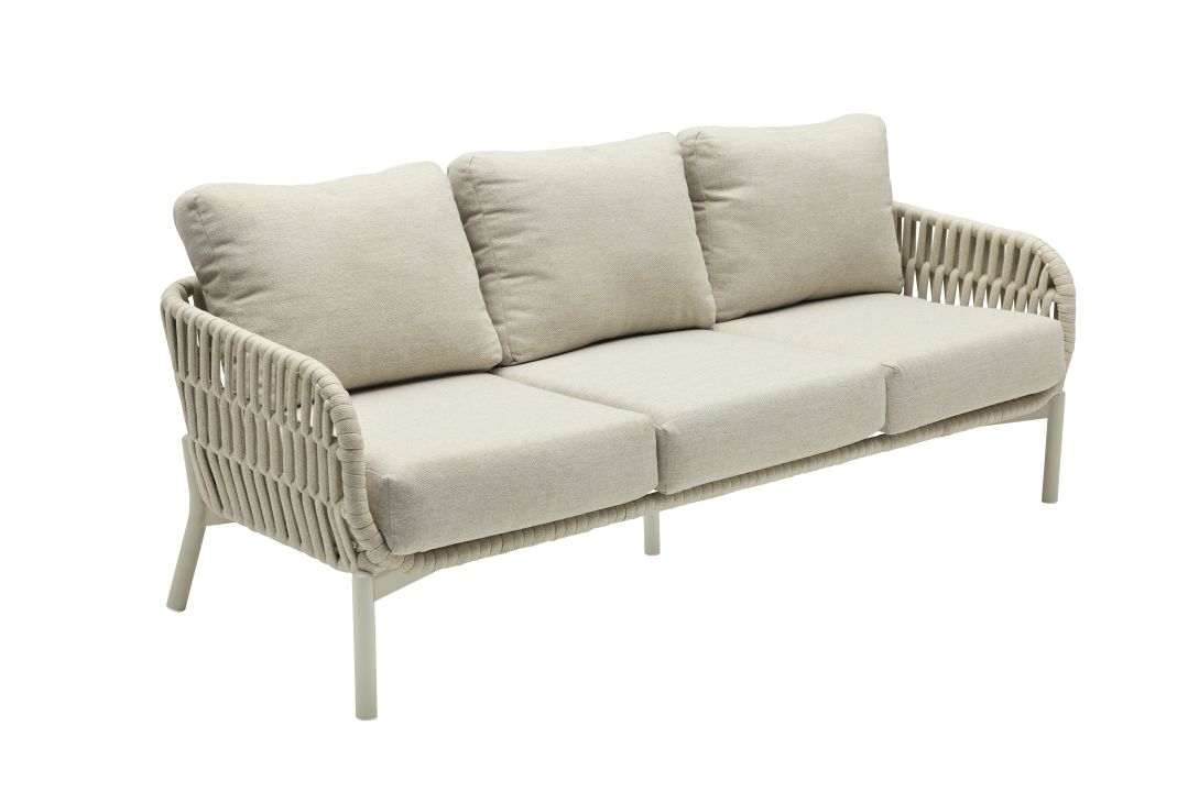 L.C. Wholesaler Dining-Sofa TERRANO 3-sitzig in Farbe Geflecht Rope natur, Couch, Mobiliar, Kissen, Dekoration für Zuhause