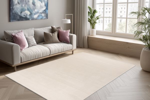 Webteppich TROPEZ ca. 160x230cm in Farbe ivory, Teppich, Wohnzimmer, Beige, Flachgewebe, Rechteckig