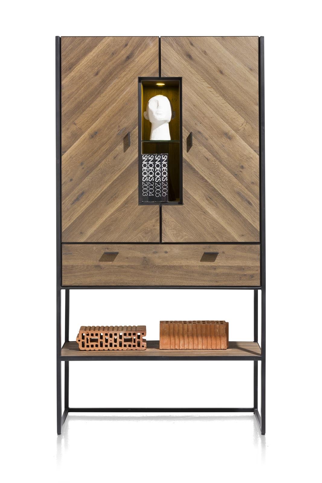 XOOON Schrank Fresno in Eiche Furnier burned/Metall