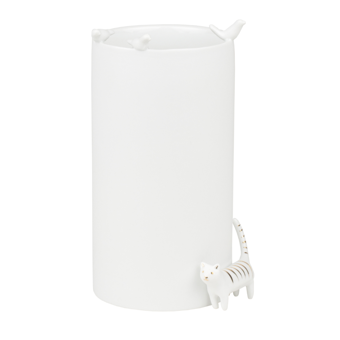 Vase GOLDSTÜCK VOGELSCHWARM in Farbe weiß, Kerzenhalter, Laterne, weiße Kerze, Katze-Design, Kerzenzubehör