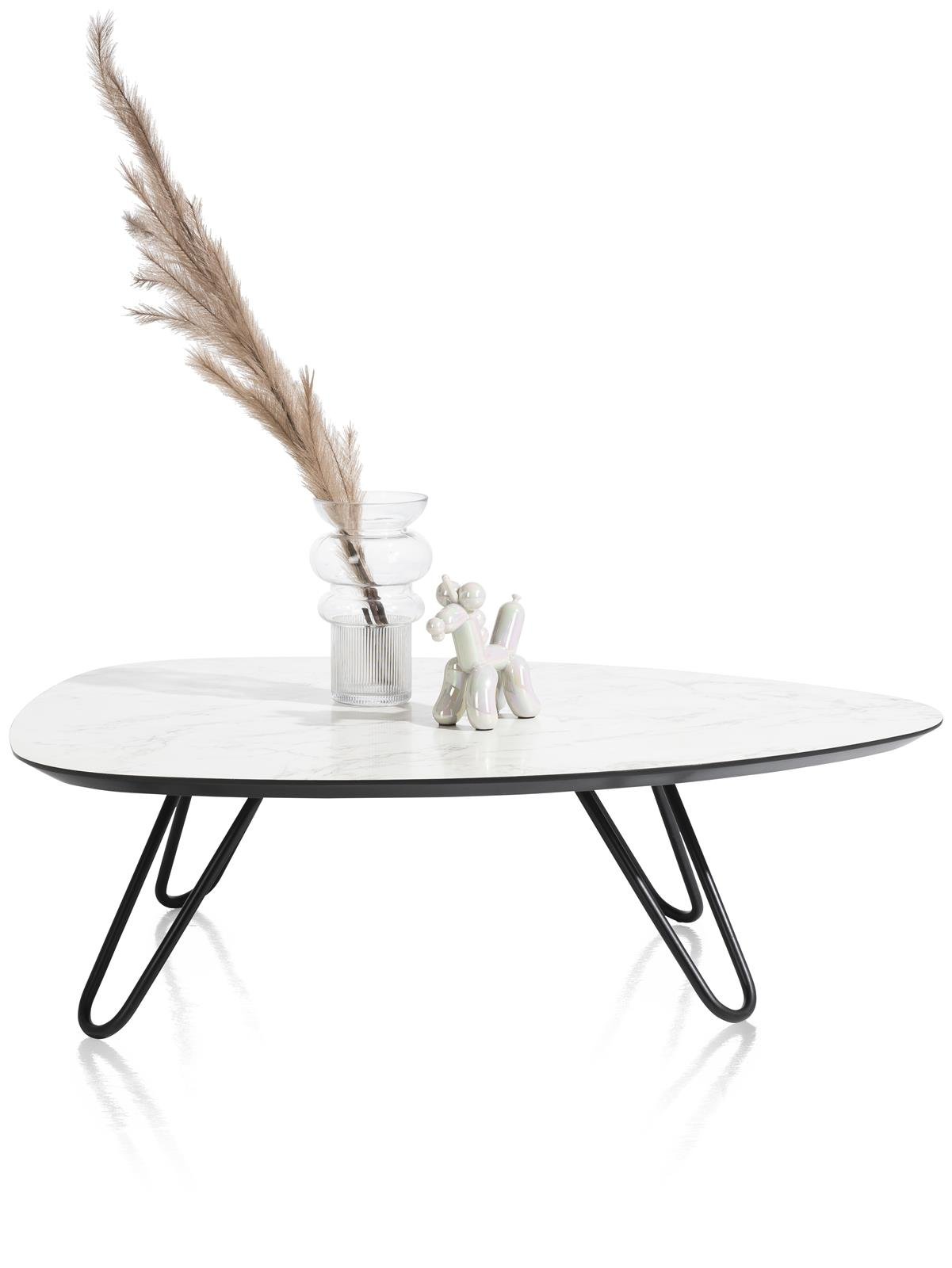 XOOON Couchtisch Masura in Marmoroptik weiß, ca. 88 x 110 cm