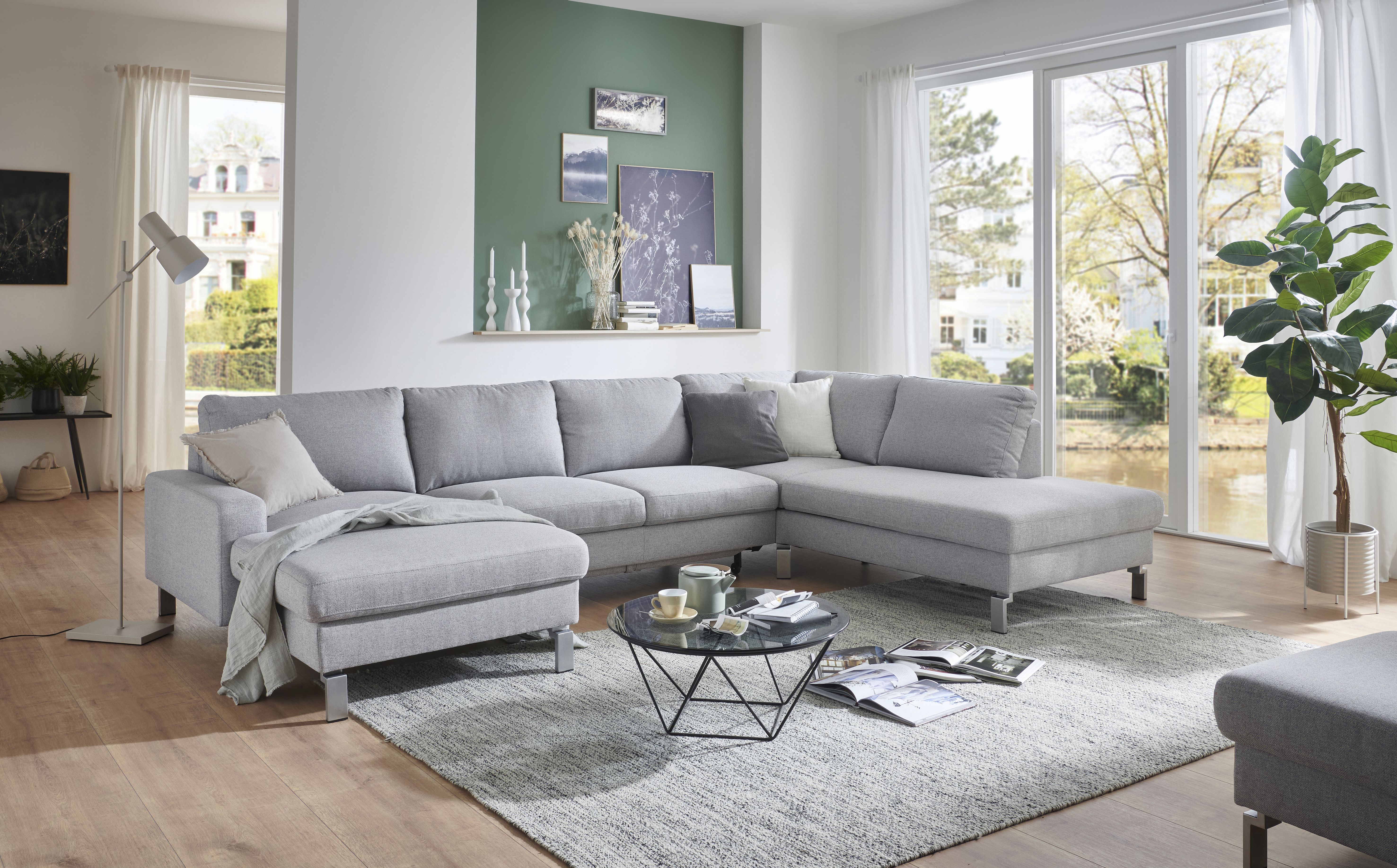 Candy Wohnlandschaft SK 239 in Stoff Mono light grey