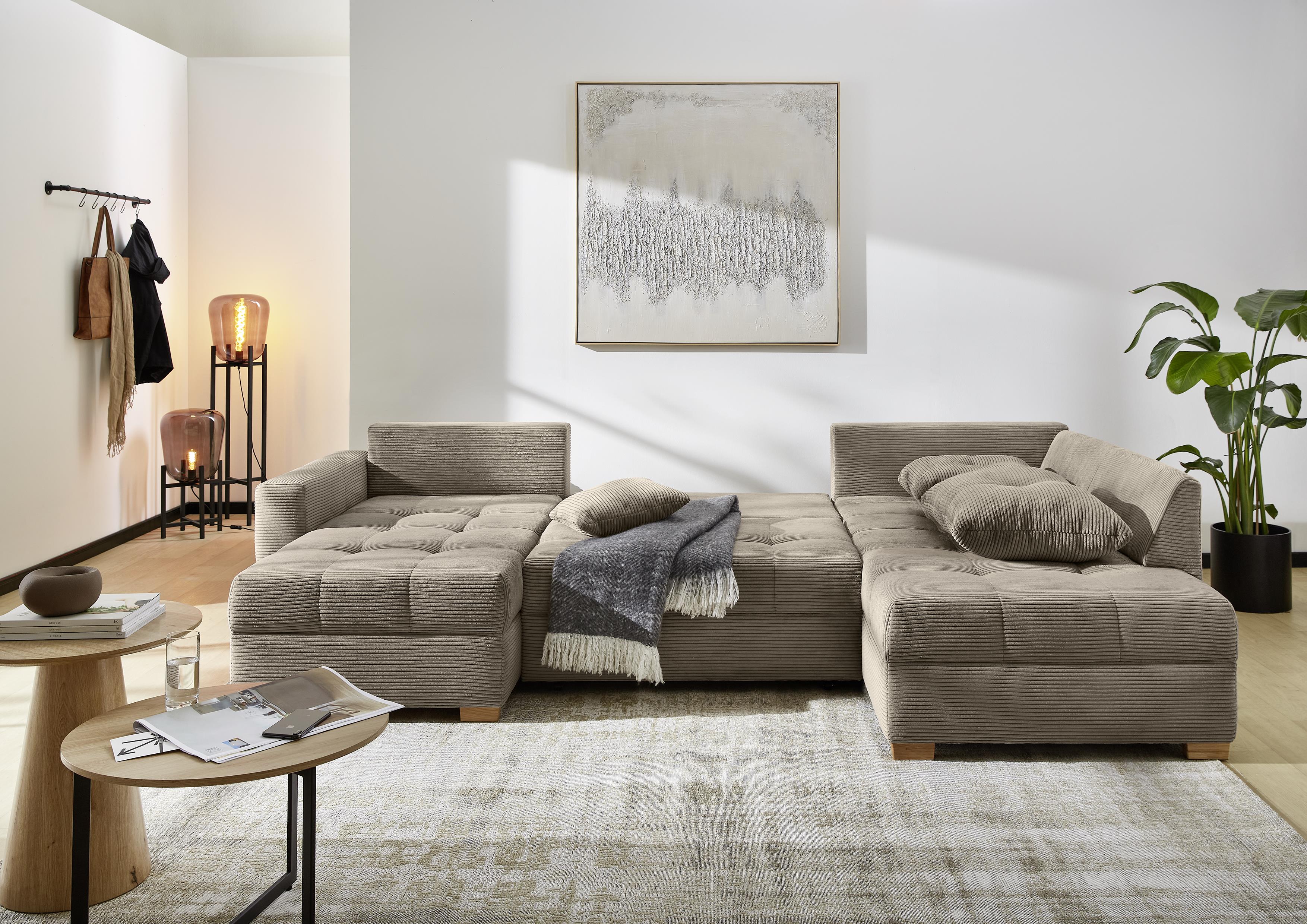 JOB Wohnlandschaft ABBY ca. 200x313cm in Dessin 426/18 Cord taupe