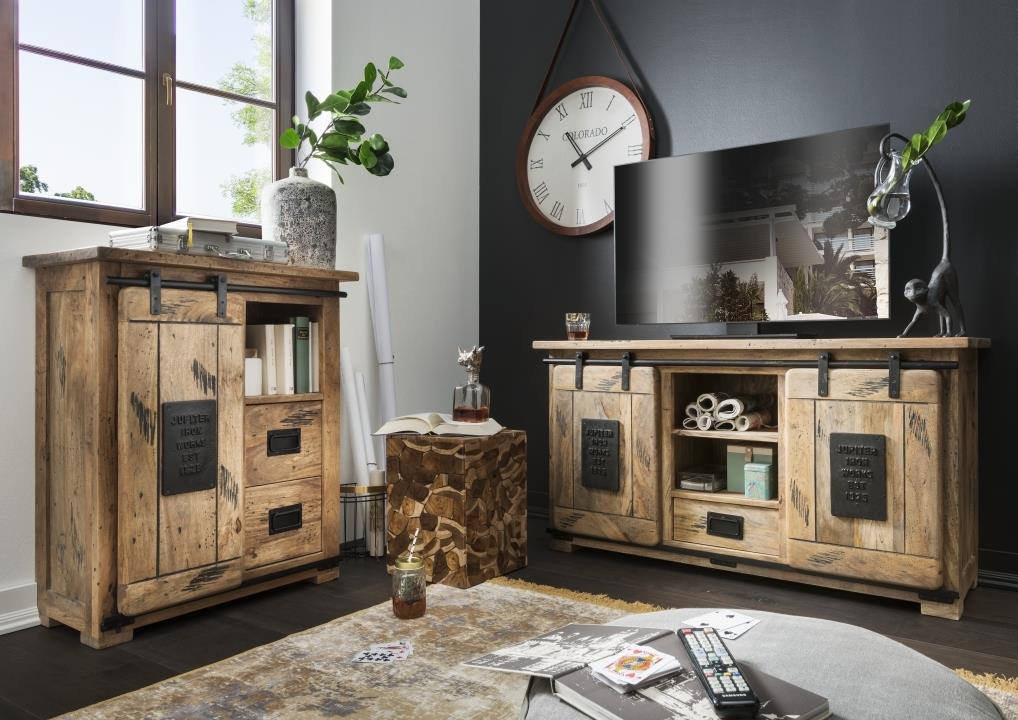 Direct 4 Home Kommode Slyder ca. 75 x 90 x 36 cm in Mango massiv vintage