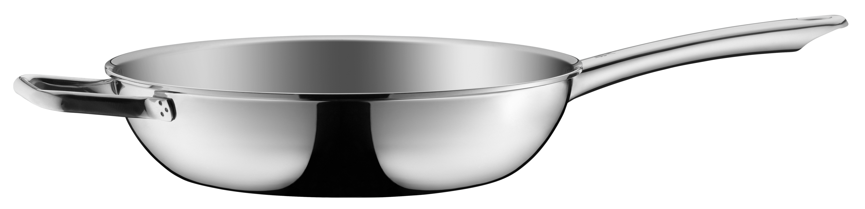 WMF Profi Resist Stielpfanne hoch, 28 cm in schwarz/Edelstahl WMF Profi Resist Stielpfanne hoch, 28 cm in schwarz/Edelstahl, stahlpfanne, inox, flachrand, langgriff, kochtopfpfanne