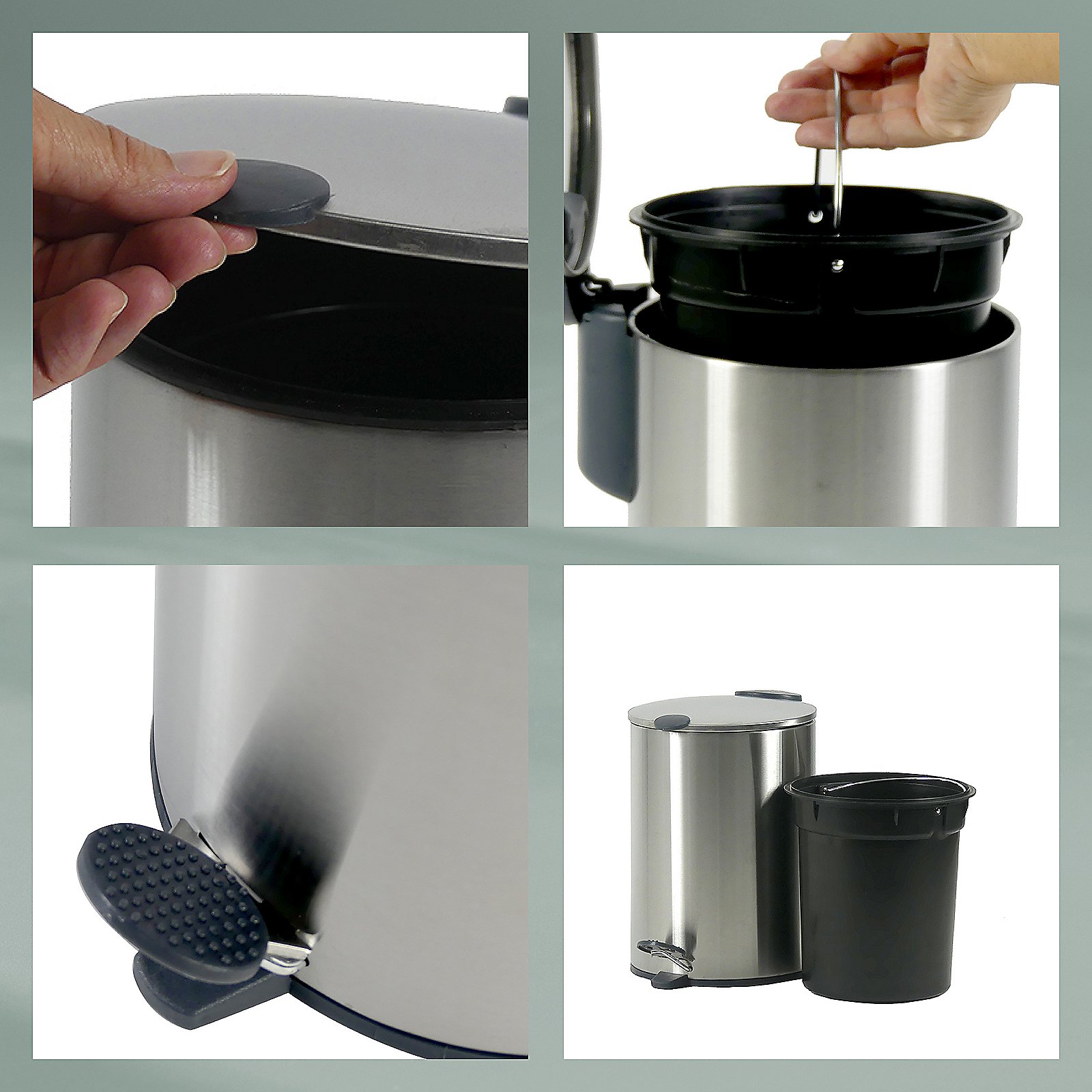 Kela Kosmetikeimer MATS in Farbe Silber Matt, Edelstahl, Küchenauslauf, Thermische Kanne, Deckel, Tretbehälter, Einstellbarer Deckel, Kessel mit Deckel, Edelstahl, Thermobehälter, Abfalleimer/Behälter
