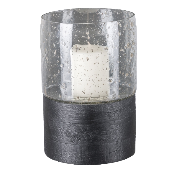 Glas Windlicht auf Mango 5524049-24 in Schwarz Glas Windlicht auf Mango 5524049-24 in Schwarz, Teelicht, Votivkerze, Laterne, Glasbehälter, Holzfuß
