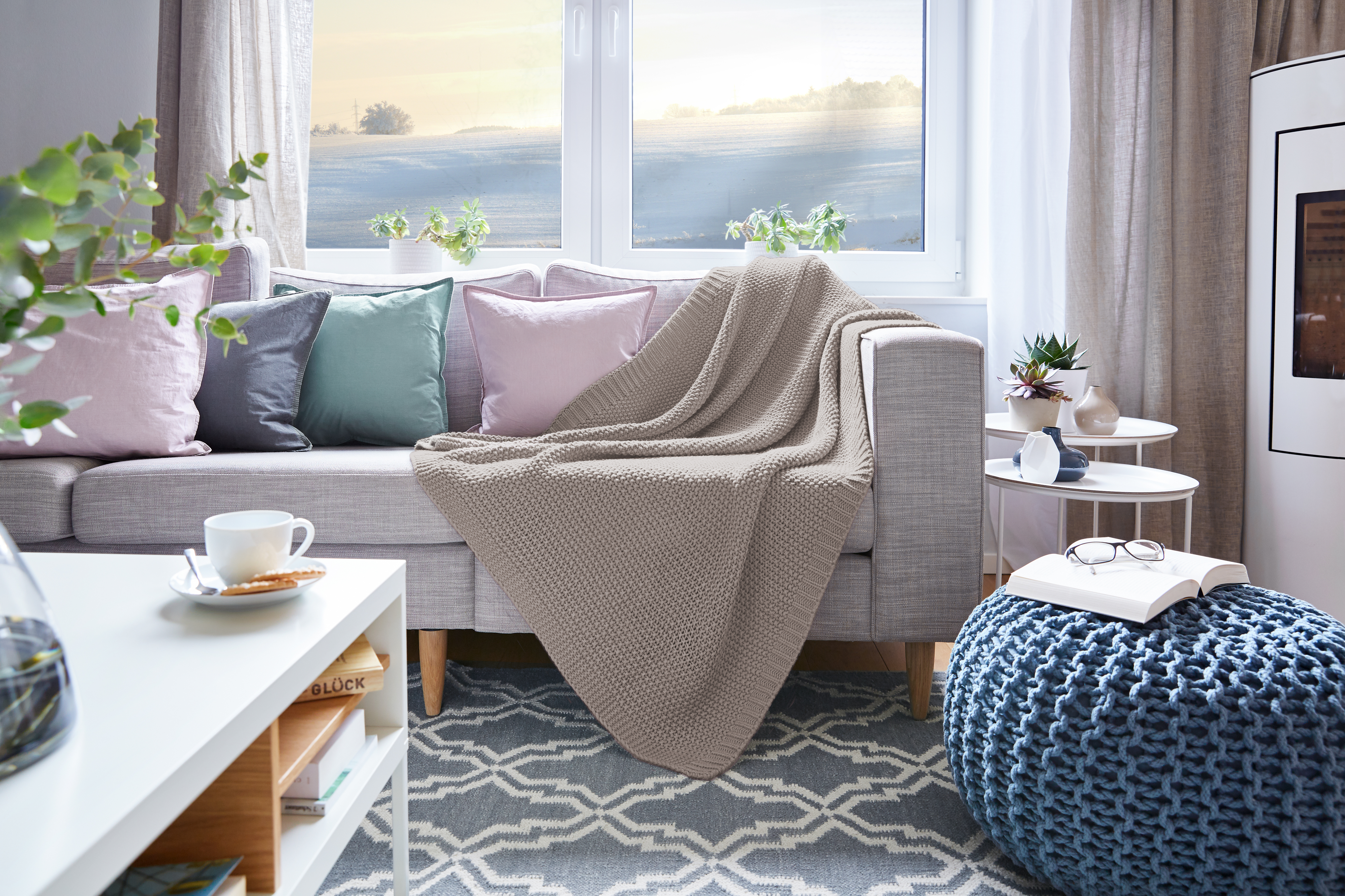 Hahn Haustextilien Strickdecke 130x170cm in Farbe natur,