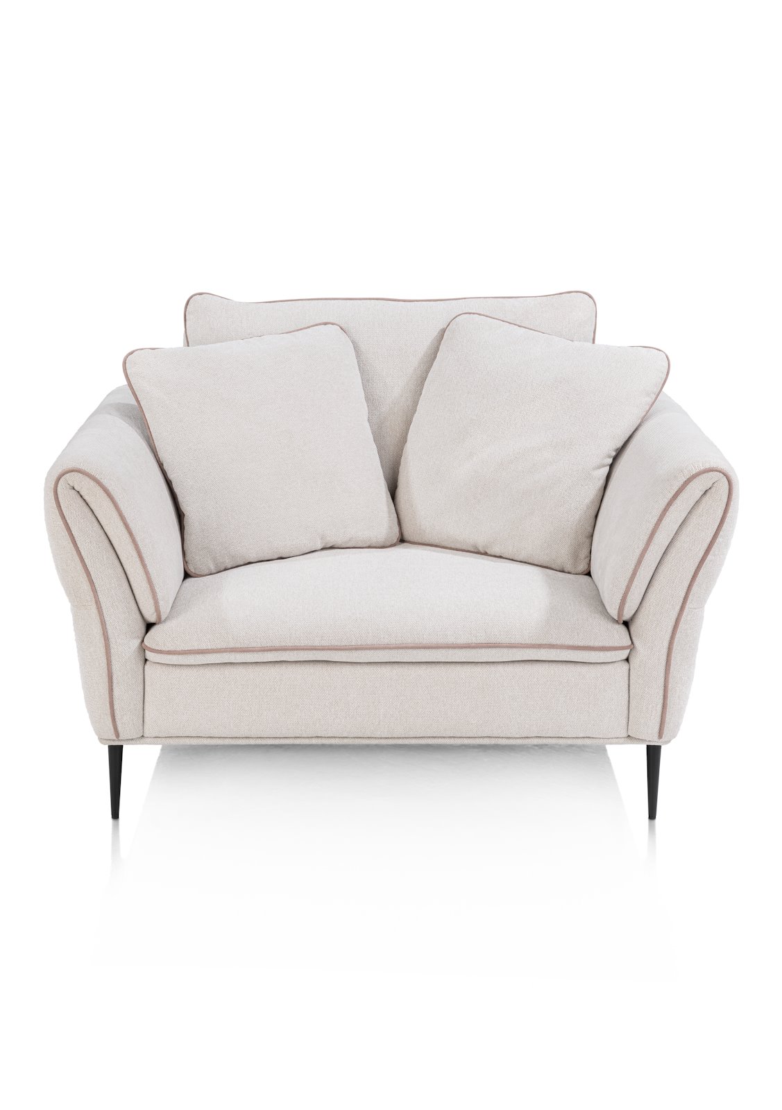 Henders & Hazel 1,5-Sitzer ALMERIA in Santos creme, Sofa, Zweisitzer, Bezugstoff, Kissen, Bein aus Metall