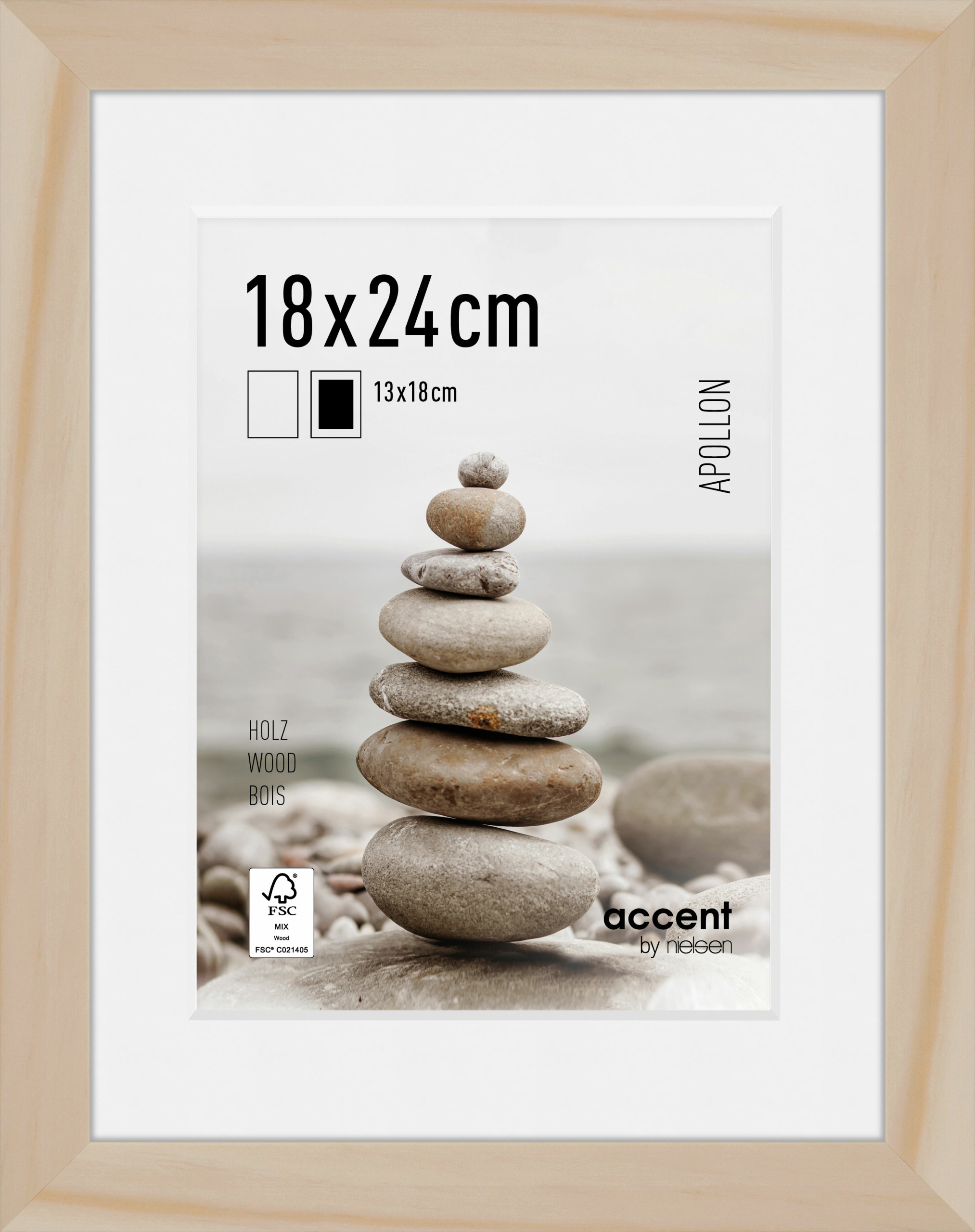 Bilderrahmen Apollon 18x24cm APOLLON in Beige Accent by Nielsen Holz Bilderrahmen Apollon ca. 18x24cm in Farbe Natural