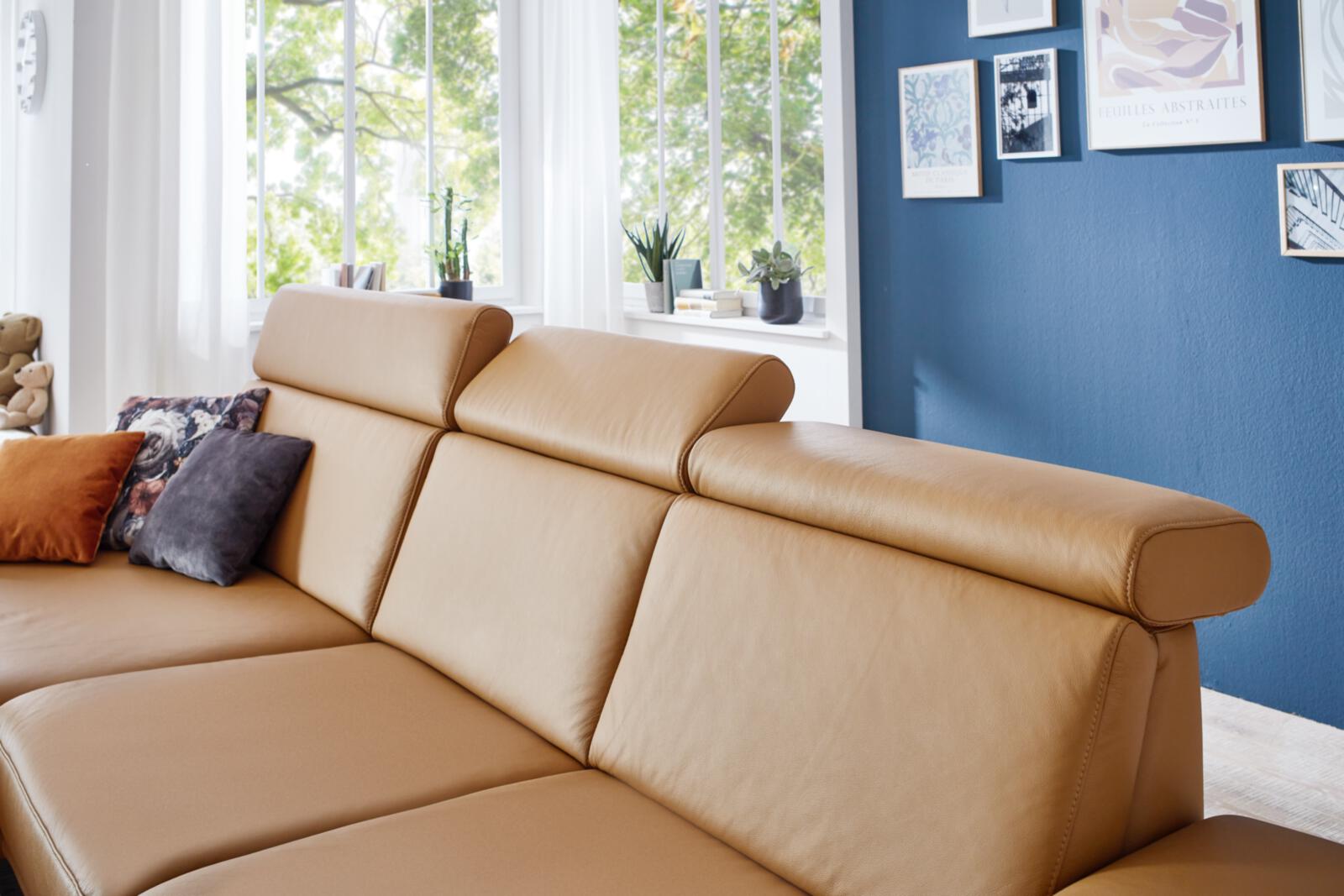 Modulmaster Polstergruppe MM-PN1167 ca. 335x188cm in Leder Torro kurkuma, sofa, Leder, braun, Sofa-Sektionalsystem, Kopfteil