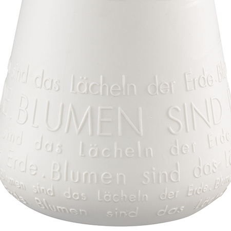 Porzellanvase Lächeln, weiß, erhaben, Flasche, texturiert, Keramik