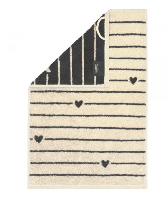 Cawö Gästetuch 30x50 cm HEART BEATS ca. 30x50cm in Fb. 32 basalt Cawö Gästetuch 30x50 cm HEART BEATS ca. 30x50cm in Fb. 32 basalt, Teppich, Badvorleger, gestreiftes Muster, cremefarben, Herz-Motiv