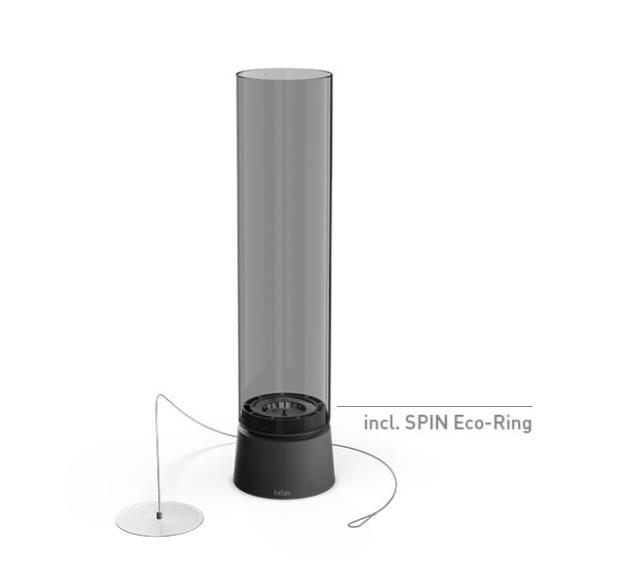 Tischfeuer SPIN air 900 in Emaille all black H40,5cm Tischfeuer SPIN air 900 in Emaille all black H40,5cm, Turm, Lampe, Eco-Ring, Basis, transparente Schale