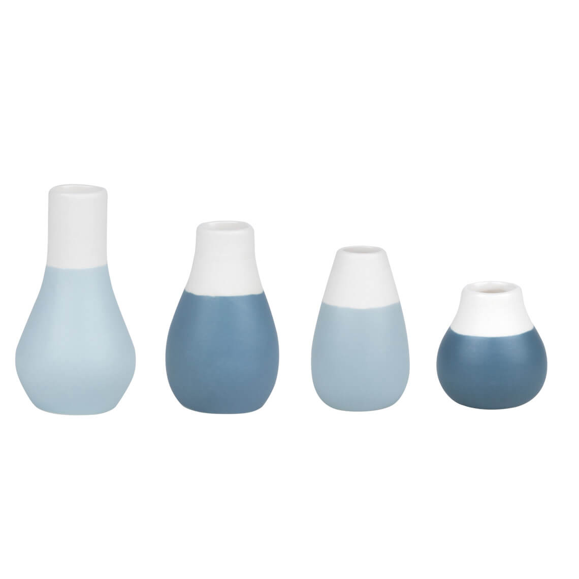 Räder Mini Pastellvasen 4er-Set, vase, Keramik, blau, zweifarbig, dekorativ