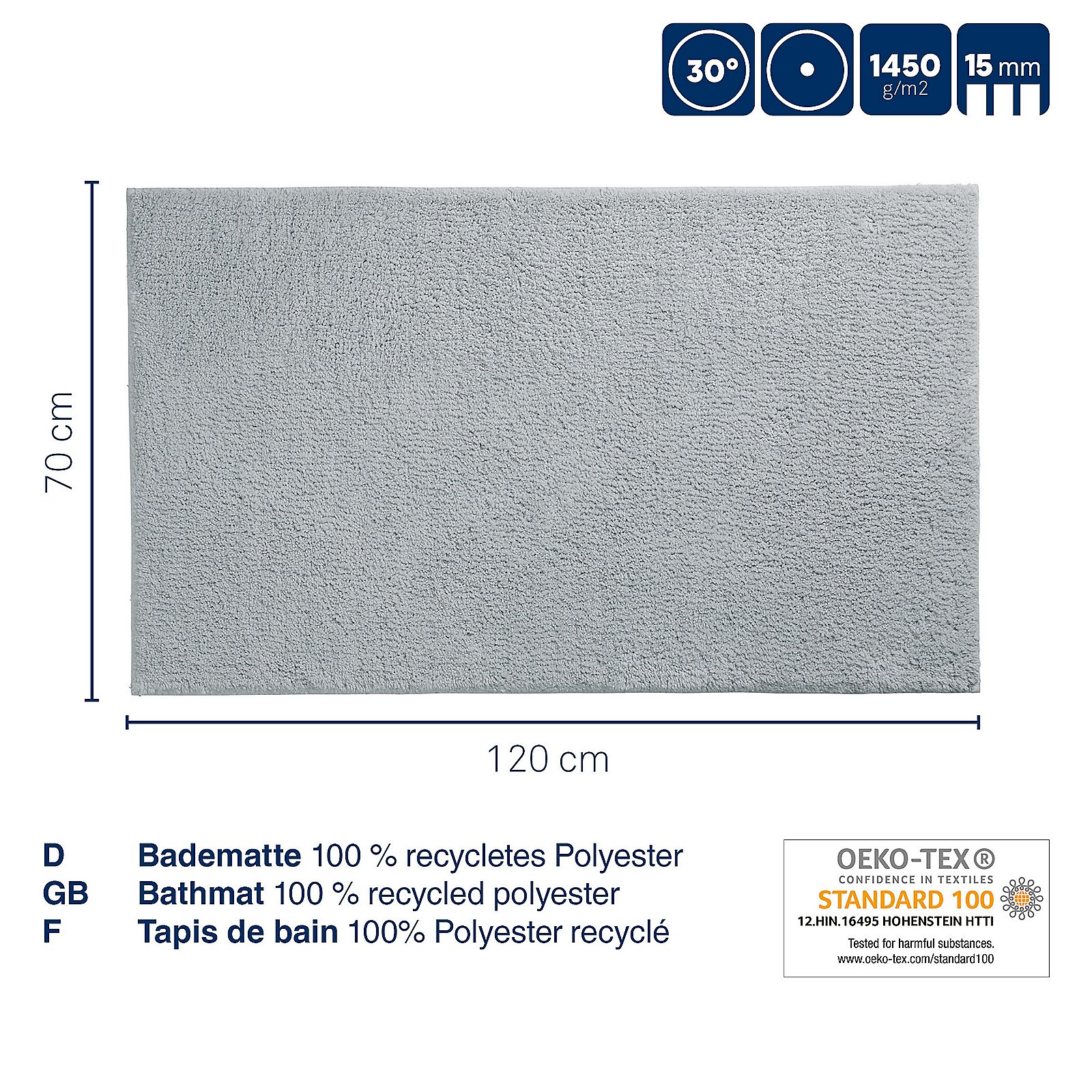 Kela Badematte MAJA in Farbe Sandbeige, Badmatte, 100% recyceltes Polyester, Badematte 120x70 cm, Tapis de bain, Polyester recycled, Tagesdecke, Teppich, Badematte, Polyester, 100% recycelt