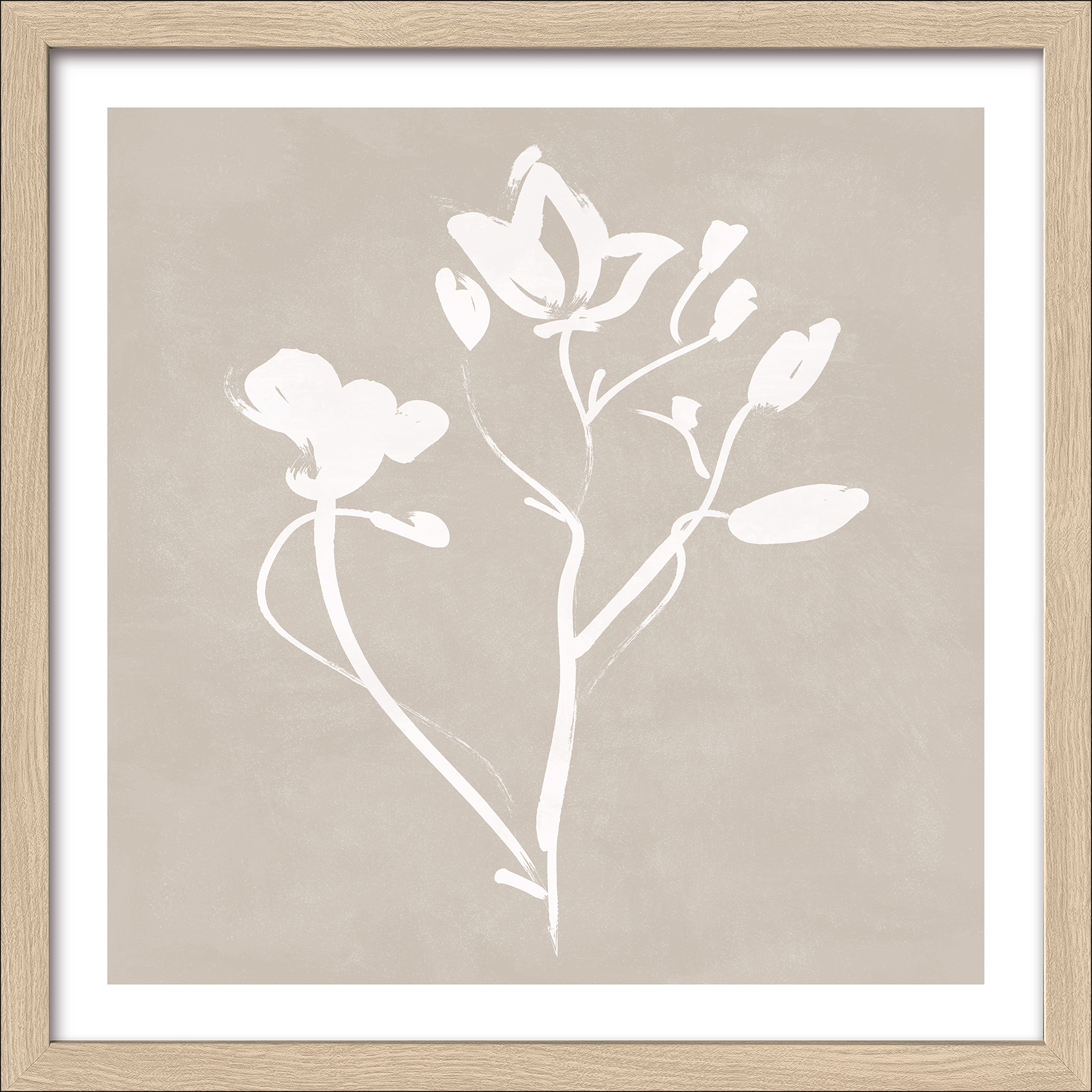 PRO ART Framed-Art Slim Scandic 33x33cm Flowers On Beige Color PRO ART Framed-Art Slim Scandic 33x33cm Flowers On Beige Color