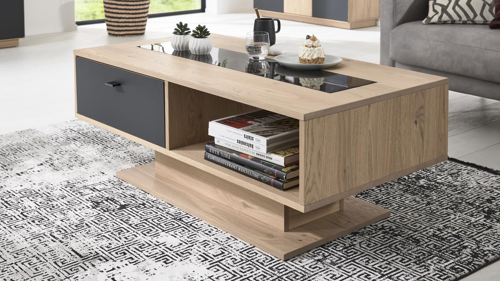Interliving Couchtisch IL 2025 ca. 115x65cm mit Platte in Wildeiche massiv Interliving Couchtisch IL 2025 ca. 115x65cm mit Platte in Wildeiche massiv