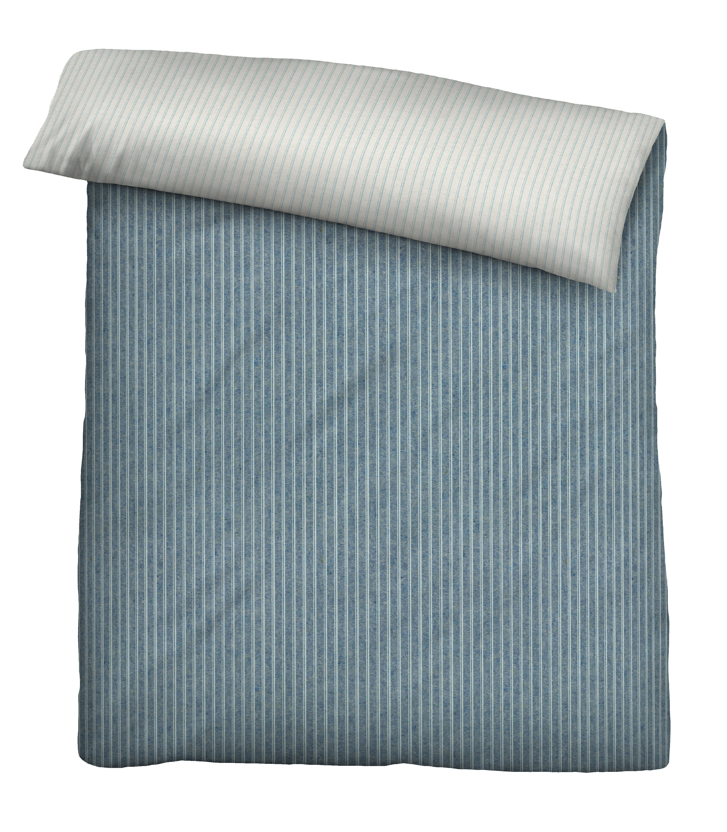 biberna Melange-Flanell-Bettwäsche ca. 135x200cm in Farbe Blau, Bettdecke, Bettwäsche, Streifen, Leinenoptik, Blau