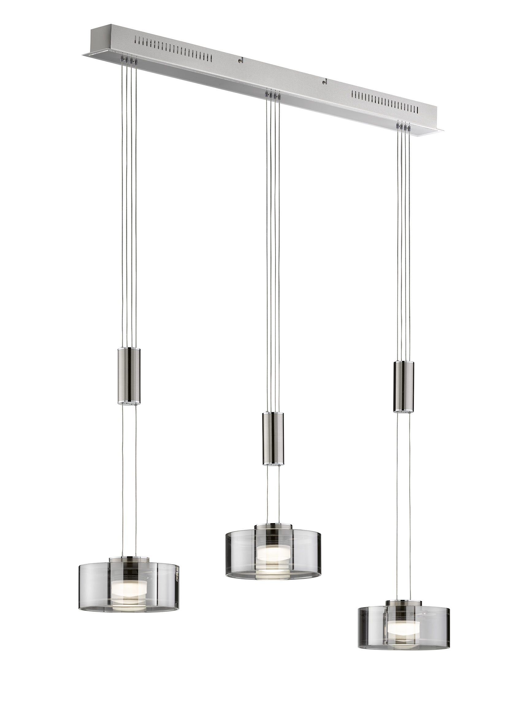 Fischer & Honsel LED-Pendelleuchte LAVIN ca. B20 L100 cm in Nickel matt, Glas rauchfbg. Fischer & Honsel LED-Pendelleuchte LAVIN ca. B20 L100 cm in Nickel matt, Glas rauchfbg.