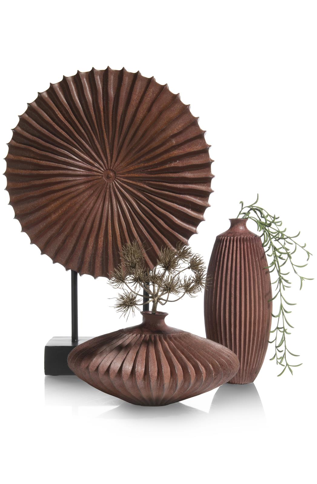 XOOON Noni Vase H14cm Coco Maison 48333-KOP, keramik, vasen, deko, rillendesign, braun