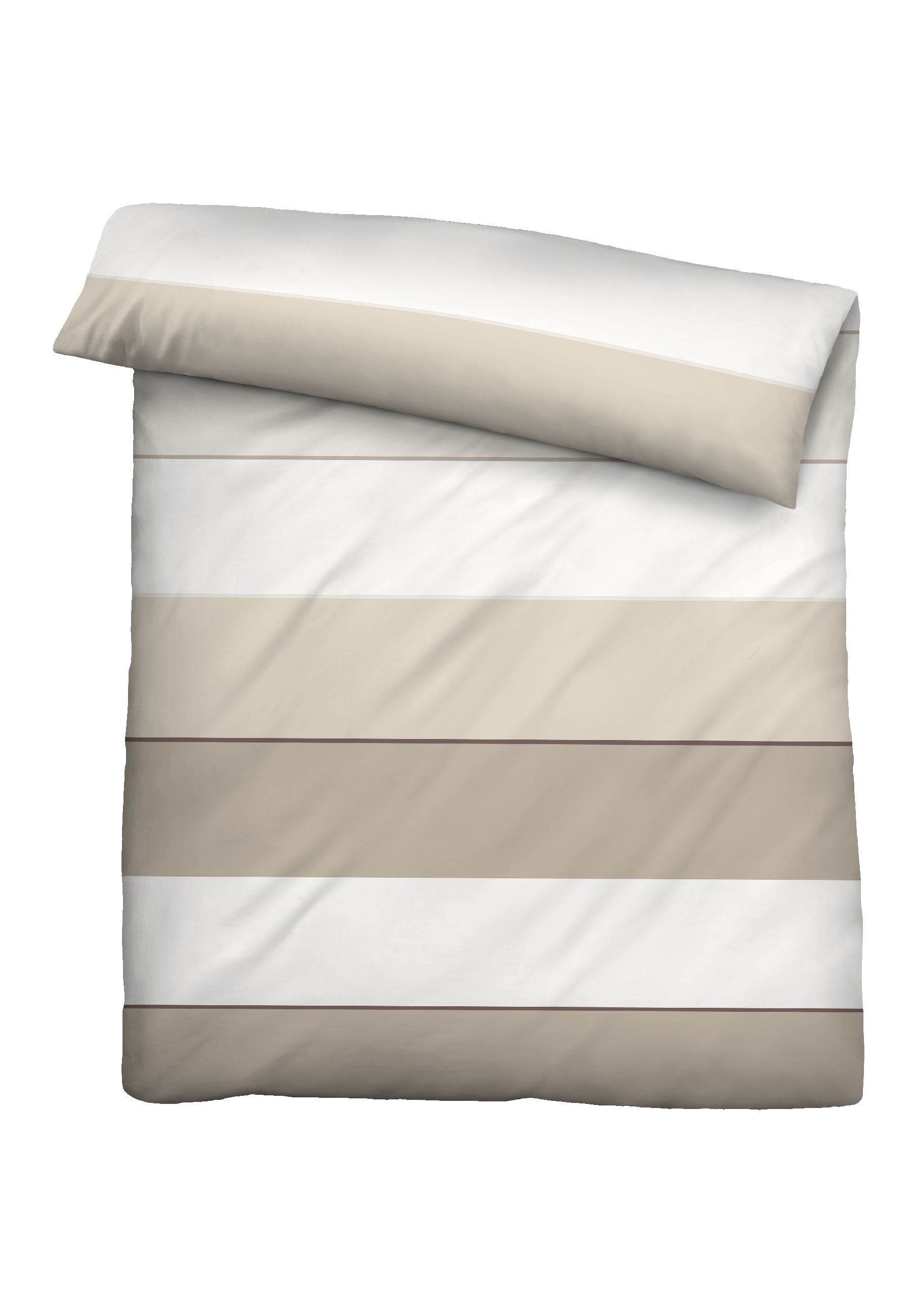 biberna SATIN-Bettwäsche ca. 155x220cm in Farbe Kitt, bettwäsche, duvet-cover, streifen, beige, bettbezug