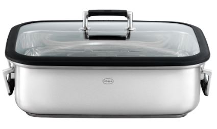 Rösle Bräter rechteckig 9L SILENCE PRO, Tupperware, Lunchbox, Edelstahl, Glasdeckel, Rechteckiger Behälter