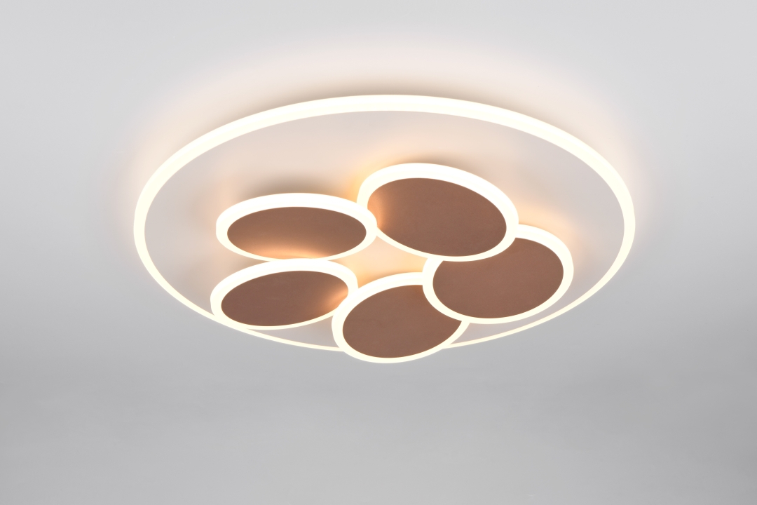 Trio LED-Deckenleuchte MANDALA in warm grey, Kunststoff weiß