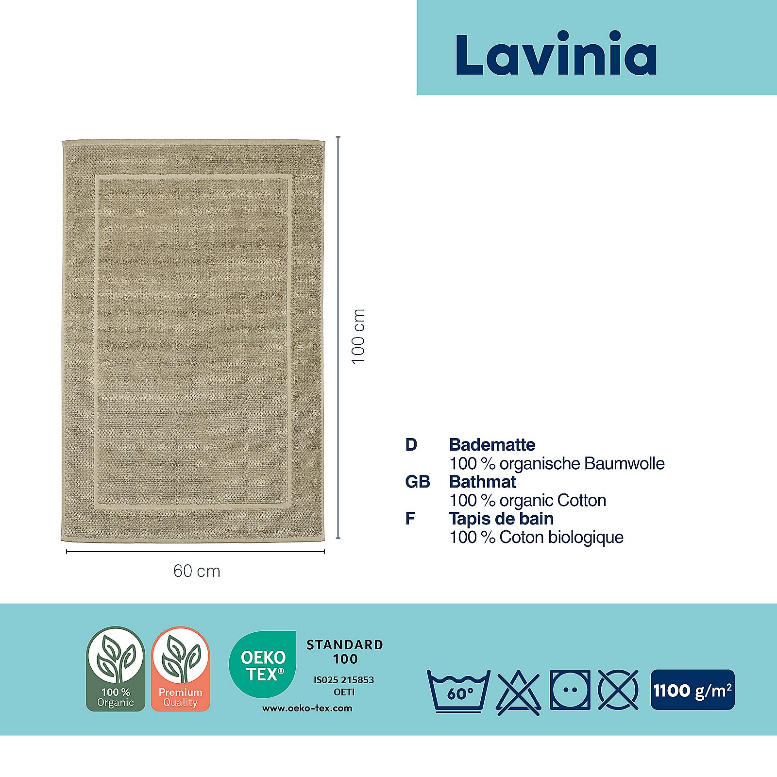 Kela BADVORLEGER LAVINIA in Farbe Beige, teppich, badmatte, baumwolle, beige, 100% organisch