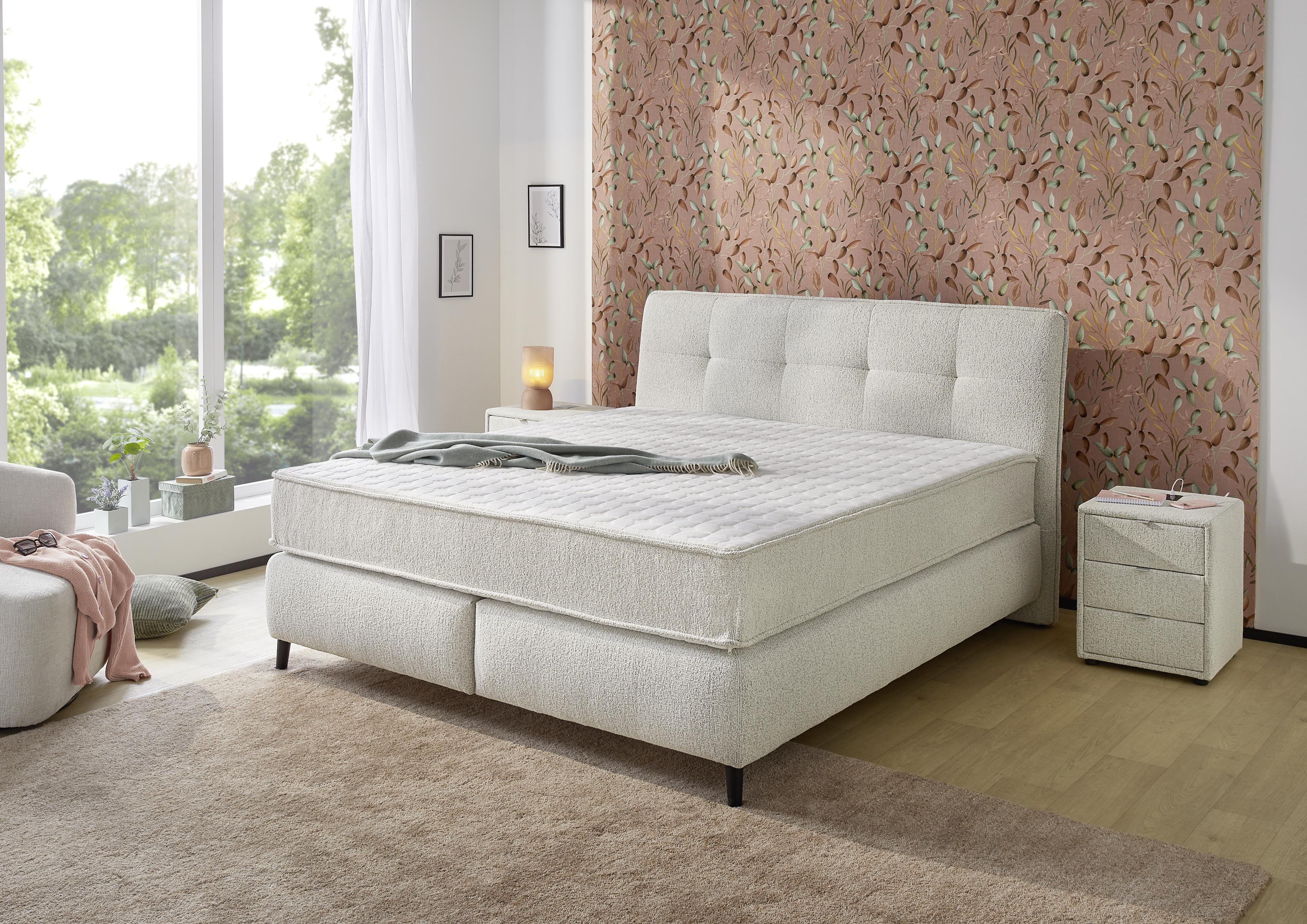 Jockenhöfer Boxspringbett KING-SIZE in Stoff 432/07 creme beige, Moebel, Inneneinrichtung, Teppich, Bett, Lampe