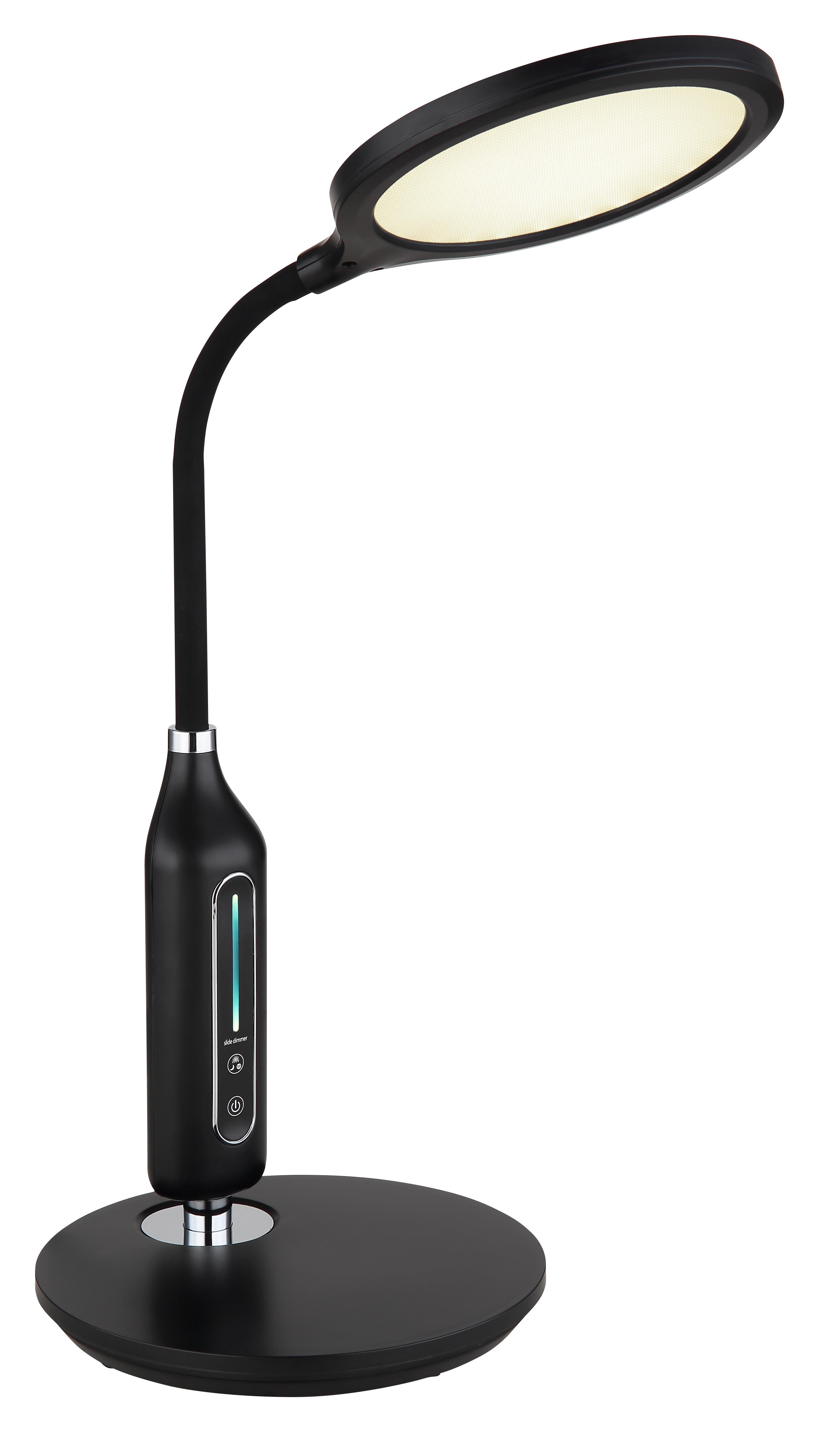 Globo LED-Tischleuchte FRUGGY 1-flammig in Farbe schwarz matt, chrom, Schreibtischlampe, LED-Lampe, Verstellbare Lampe, Nachtmodus, Basisplatte
