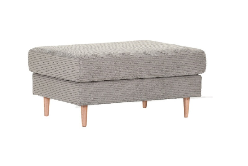 Gutmann Hocker BELLRIA in hellbraun, Sesselhocker, Beistelltisch, Bezugstoff, Holzbeine, grau