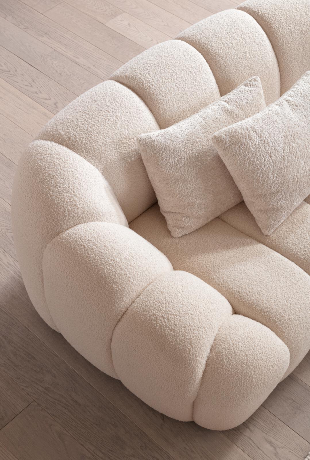 Rundecke ca. B290 T290 cm in Stoff 306/55 weiß, Kissen, Dekoration für Zuhause, Knoten