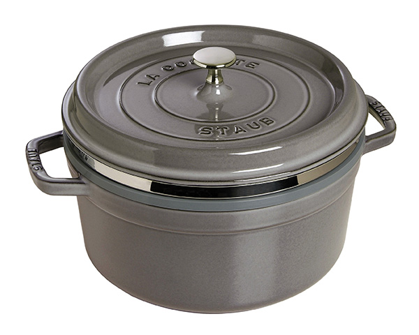 staub Bräter 26cm, rund LA COCOTTE in Gusseisen, graphitgrau Cocotte mit Dämpfeinsatz 26cm LA COCOTTE in Farbe Graphit-Grau