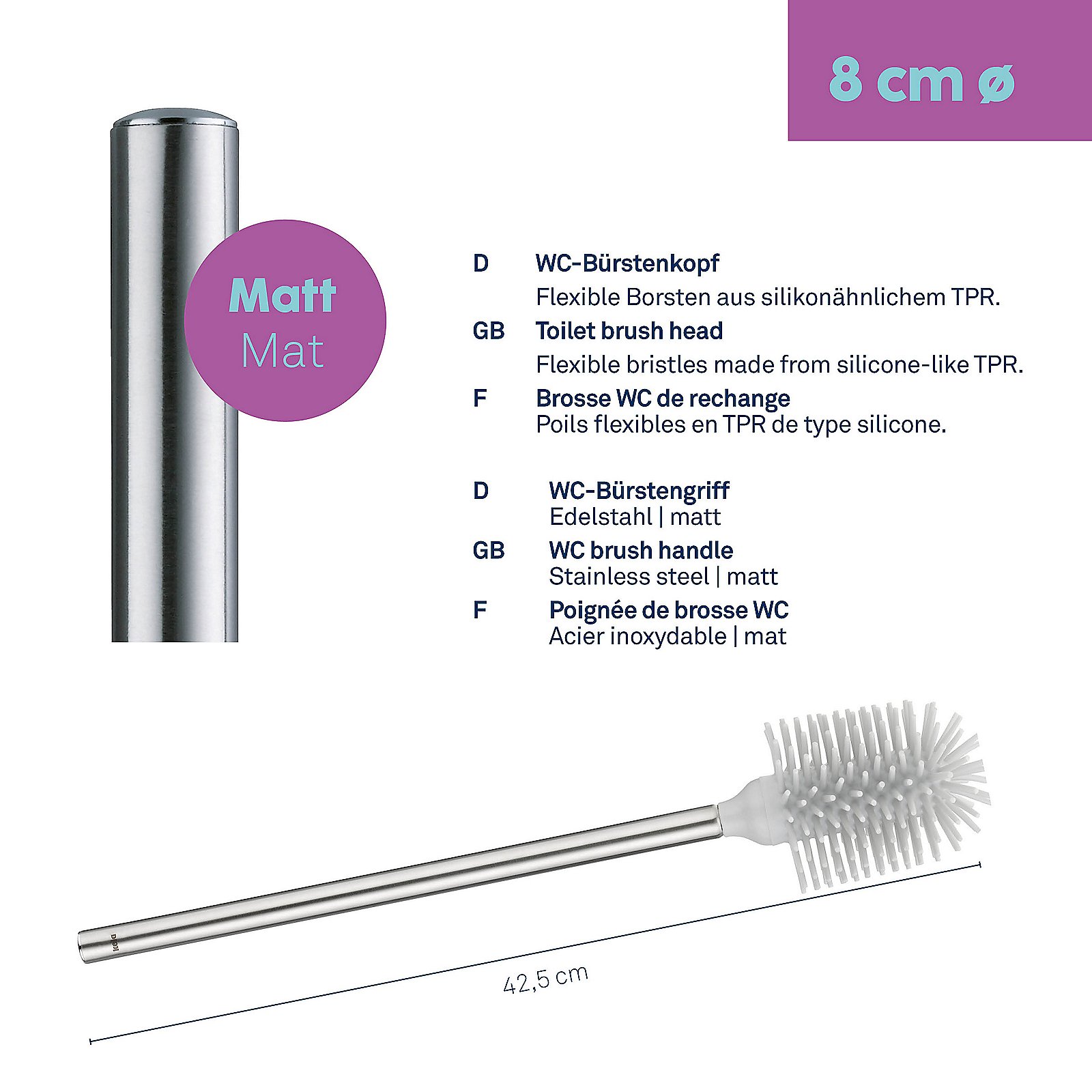 Kela WC-Bürste Silikon hellgrau TPR in hellgrau, Pinsel, Gerät, Werkzeug