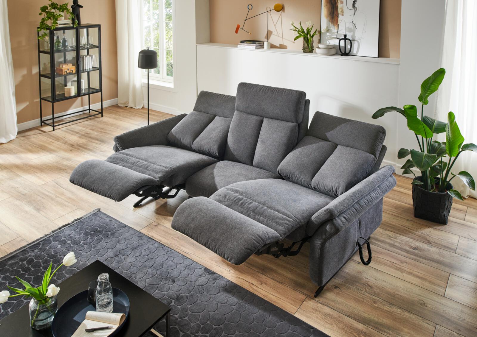 Rundsofa 3-sitzig ORTHOSEDIS 4.0 in Stoff Sofia clean anthrazit, Moebel, Stuhl, Pflanze, Couch, Sessel