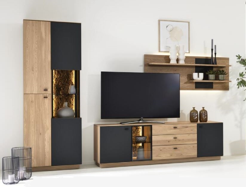 Interliving Wohnkombination IL 2025 in Front Wildeiche massiv, Korpus Wildeiche furniert