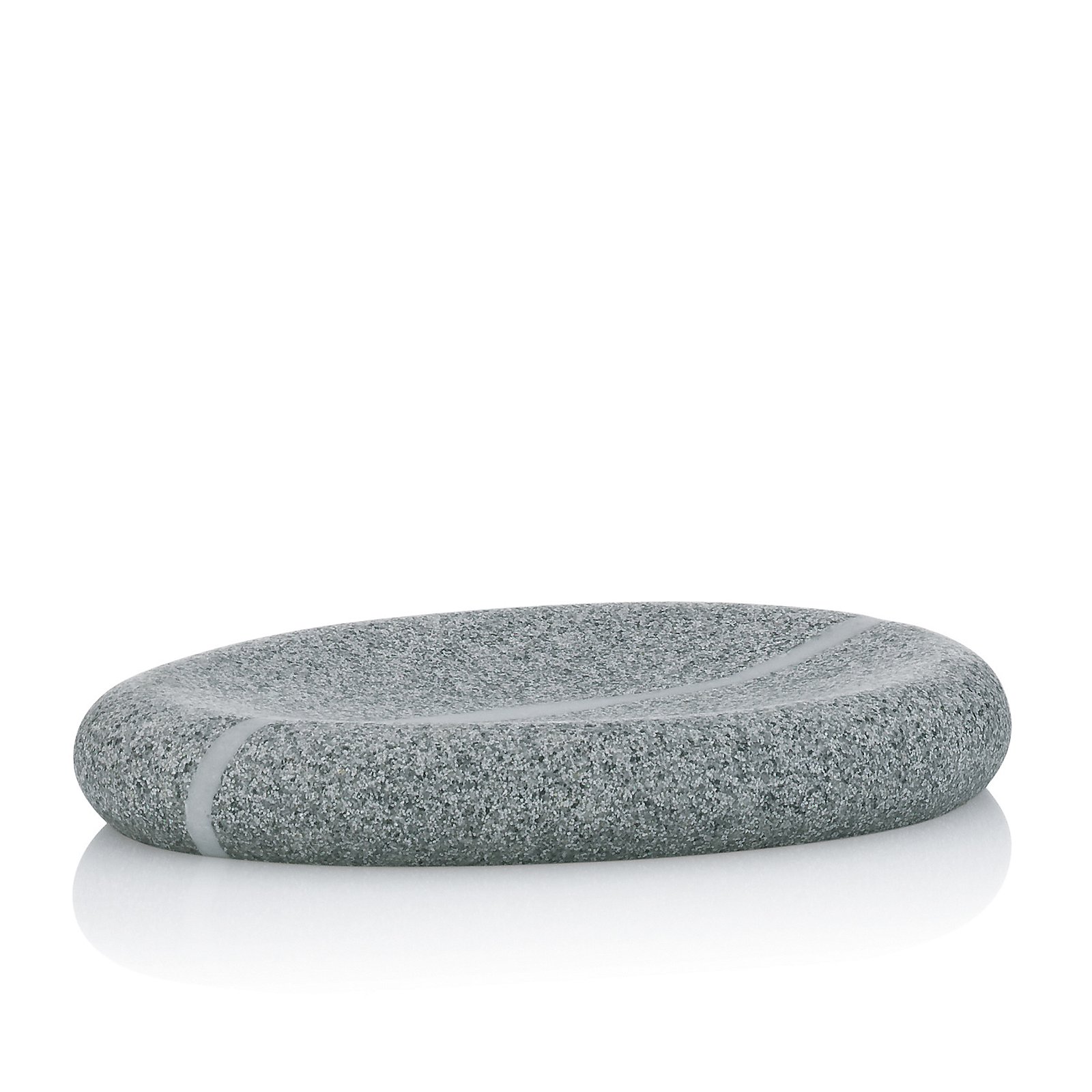 Kela Seifenschale Talus Kunststoff Grau, stepping-stone, pebble, gray, smooth, stone, Stein, Steinplatte, Grau, Rund, Pebble