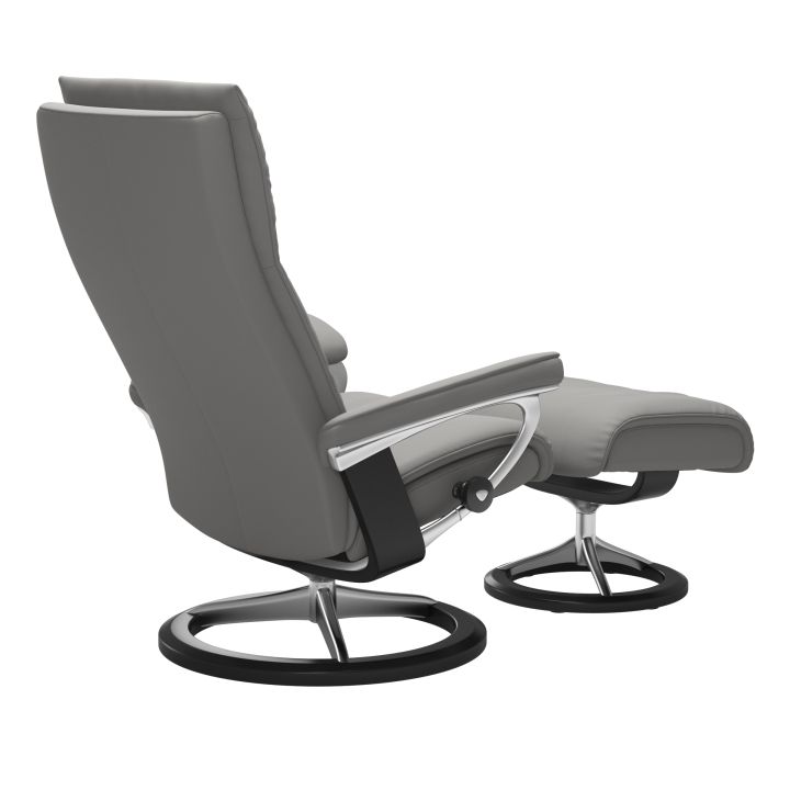 Stressless Sessel mit Hocker Aura (S) in Leder Paloma silver grey