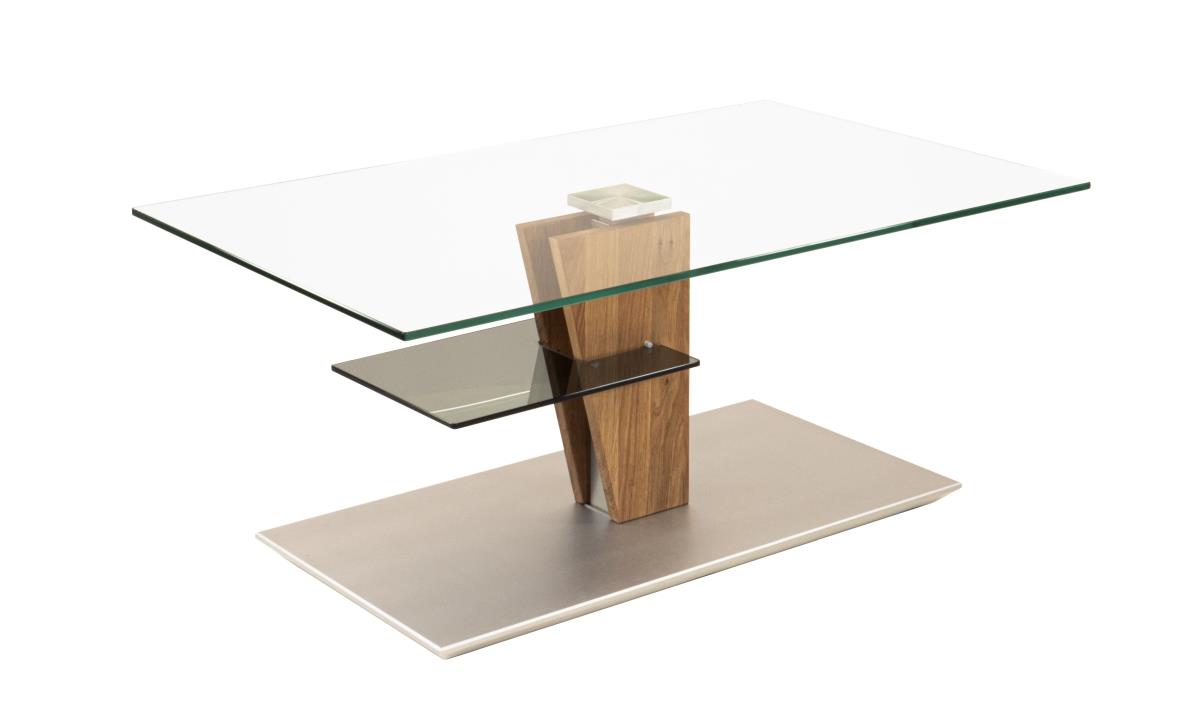 Couchtisch 5632 in Holzfarben Vierhaus Couchtisch höhenverstellbar, ca. 100 x 60 x 47 - 65 cm in Wildeiche geölt mit Klarglasplatte