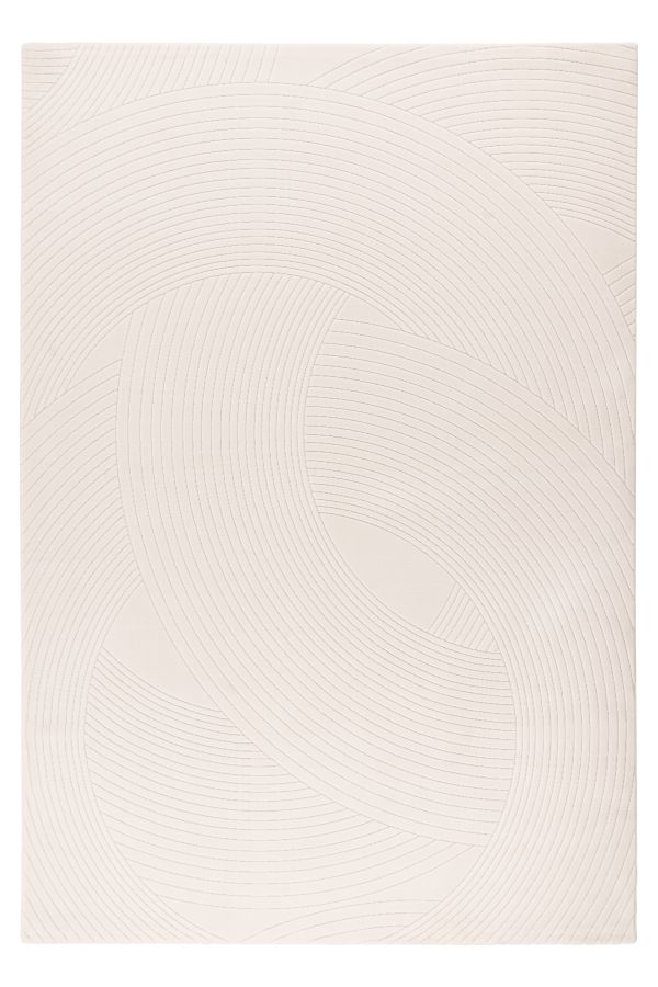 Webteppich NAPOLI ca. 160x230cm in Farbe ivory, Teppich, Rundmuster, Beige, Wellenmuster, Textur