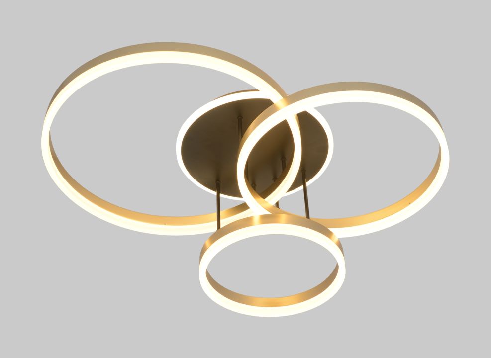 Global Technics LED-Deckenleuchte SCHENNA 1-flammig in Farbe schwarz+gold, deckenleuchte, ringleuchte, moderne leuchte, ringe lighting, hängelampe