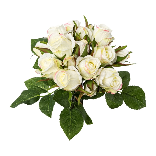 Rosenbouquetx 29cm 3022121-48 in Beige, Blumen, Rosen, Bouquet, weiße Rosen, Grünes Blattwerk