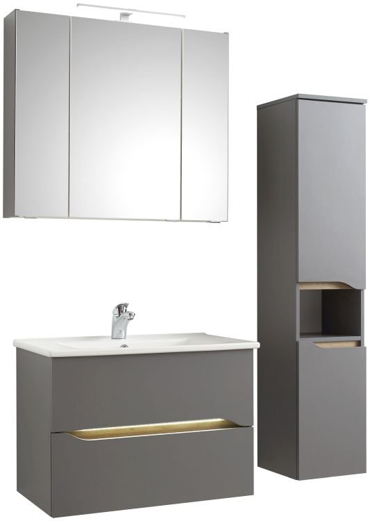 Pelipal Wandschrank Capri in quarzgrau mit Holzoptik Pelipal Wandschrank Capri in quarzgrau mit Holzoptik