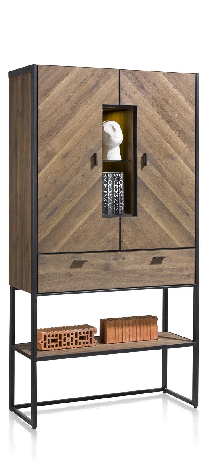 XOOON Schrank Fresno in Eiche Furnier burned/Metall