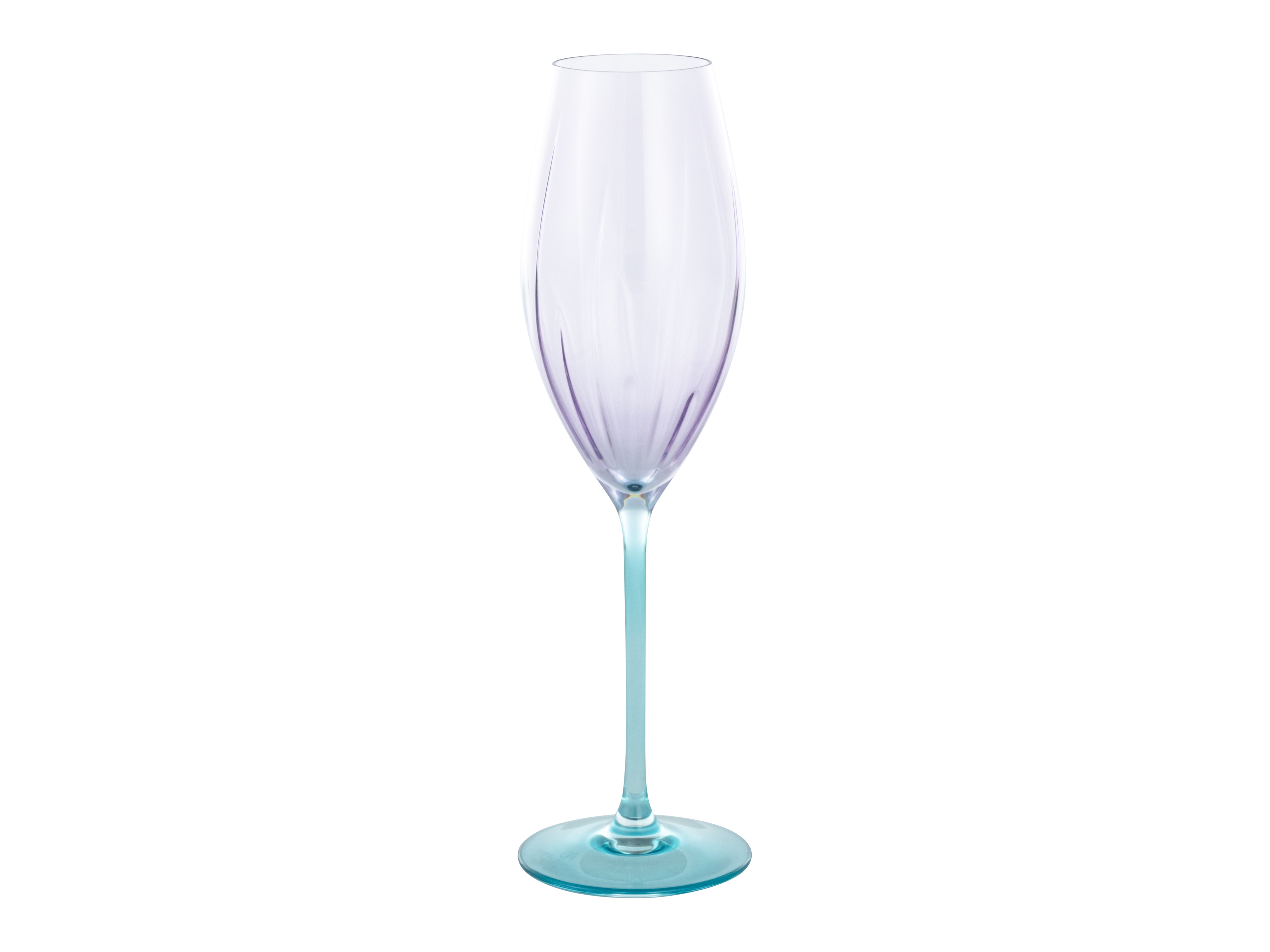 CreaTable Sektglas Swirly 4-tlg., Weinglas, Kristallglas, lila Farbe, Stielglas, Flötenform