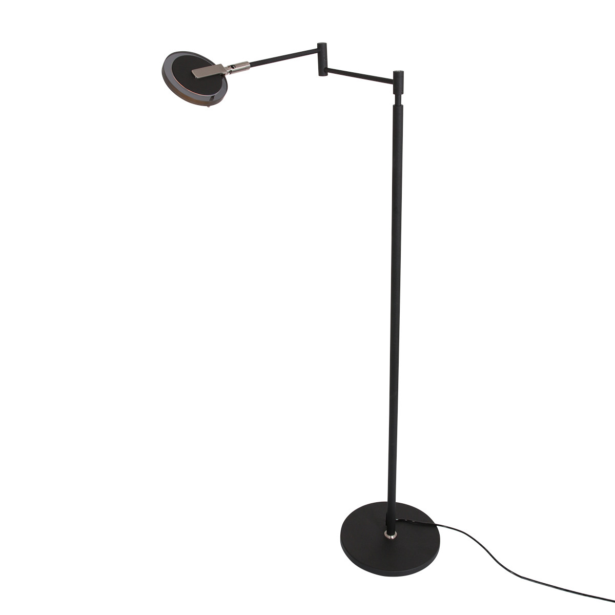 Steinhauer LED-Stehleseleuchte TUROUND 1-flammig in Farbe Schwarz/Rauchglas
