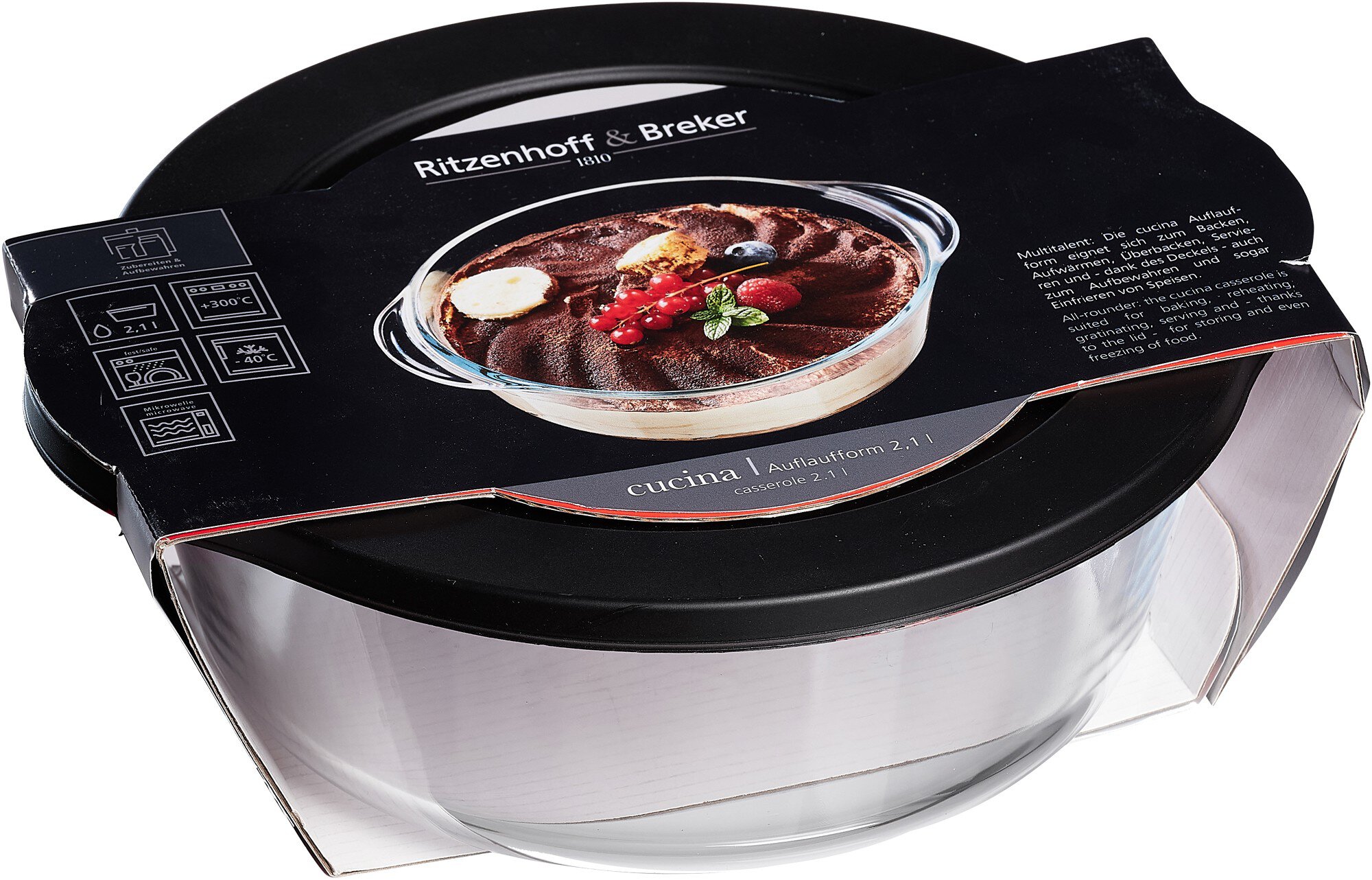 Ritzenhoff & Breker Auflaufform CUCINA 2,1l aus Temperglas klar/schwarz Ritzenhoff & Breker Auflaufform CUCINA 2,1l aus Temperglas klar/schwarz