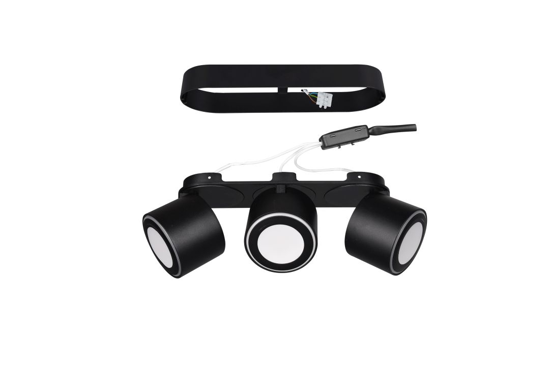 Trio LED-Deckenleuchte TAURUS 3-flammig in Farbe schwarz matt